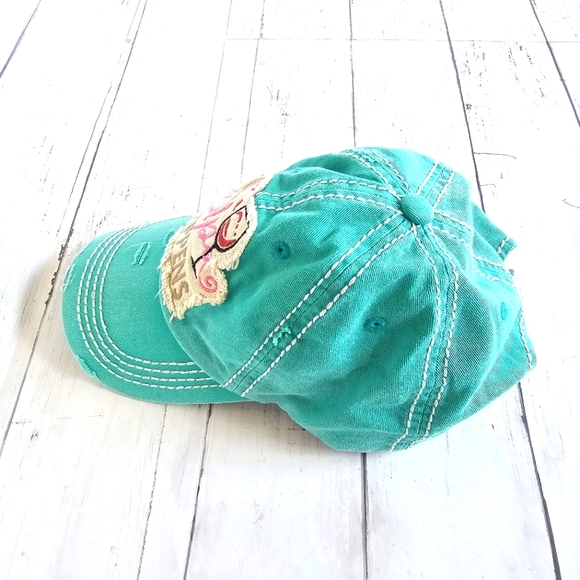 KBethos Vintage Turquoise Distressed Sip Happens Graphic Hat Cap Velcro Adjust - Picture 3 of 7